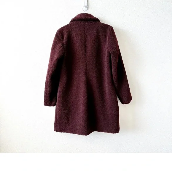 Womens French Connection Wine Colored Teddy Coat with Patch Pockets - Picture 3 of 11